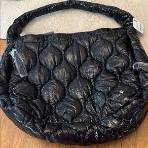Free People Black Quilted Hobo Bag